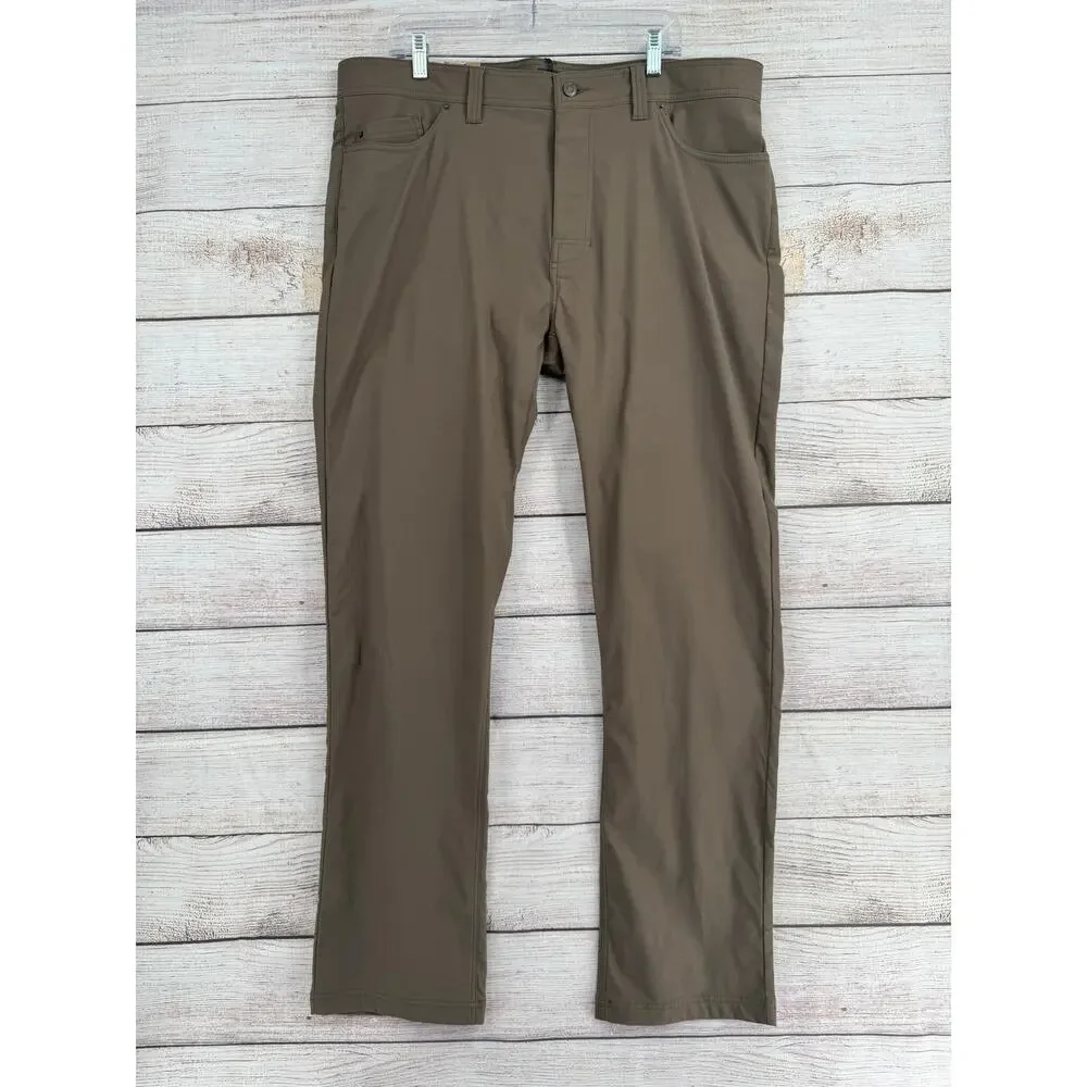 prAna Brion Slim Pant II Mens 40x34 Brown Tapered‎ Leg Stretch Outdoor NEW
